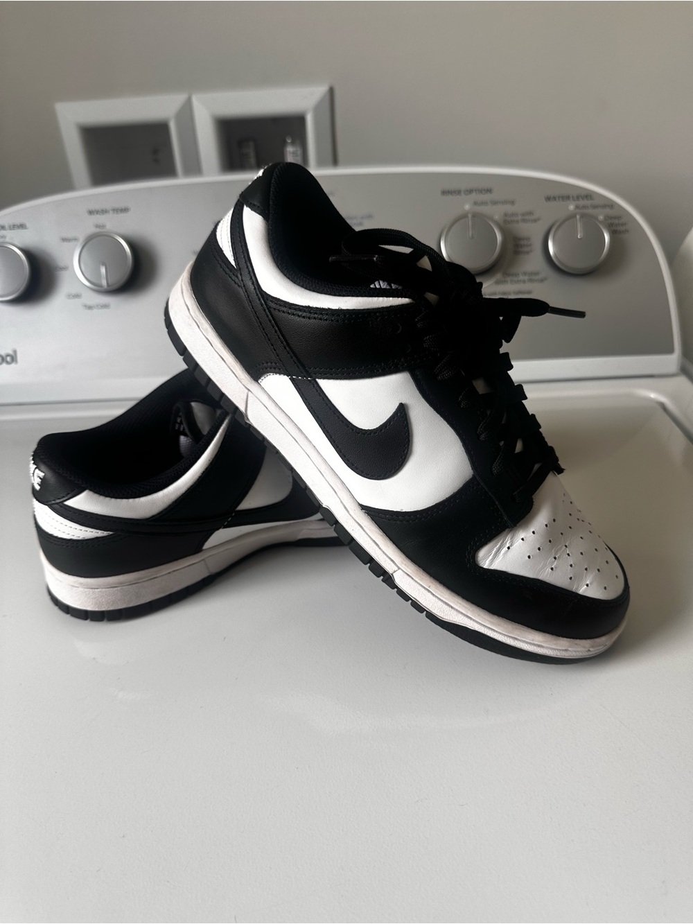 Women’s Nike Dunk Black & White Low-Top Leather Sneakers - - Picture 2 of 8
